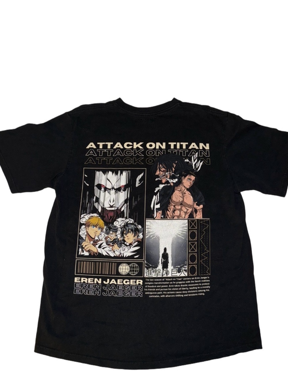 Tengu Athletics Attack on Titan Eren Jaeger Graphic Tee XL Black Anime Shirt